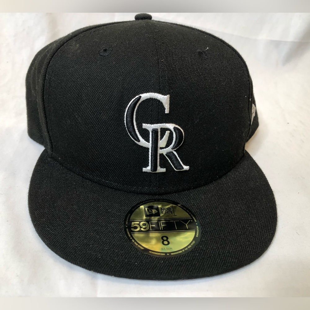 New Era Colorado Rockies Classic Black/White Fitted Hat - Size 8